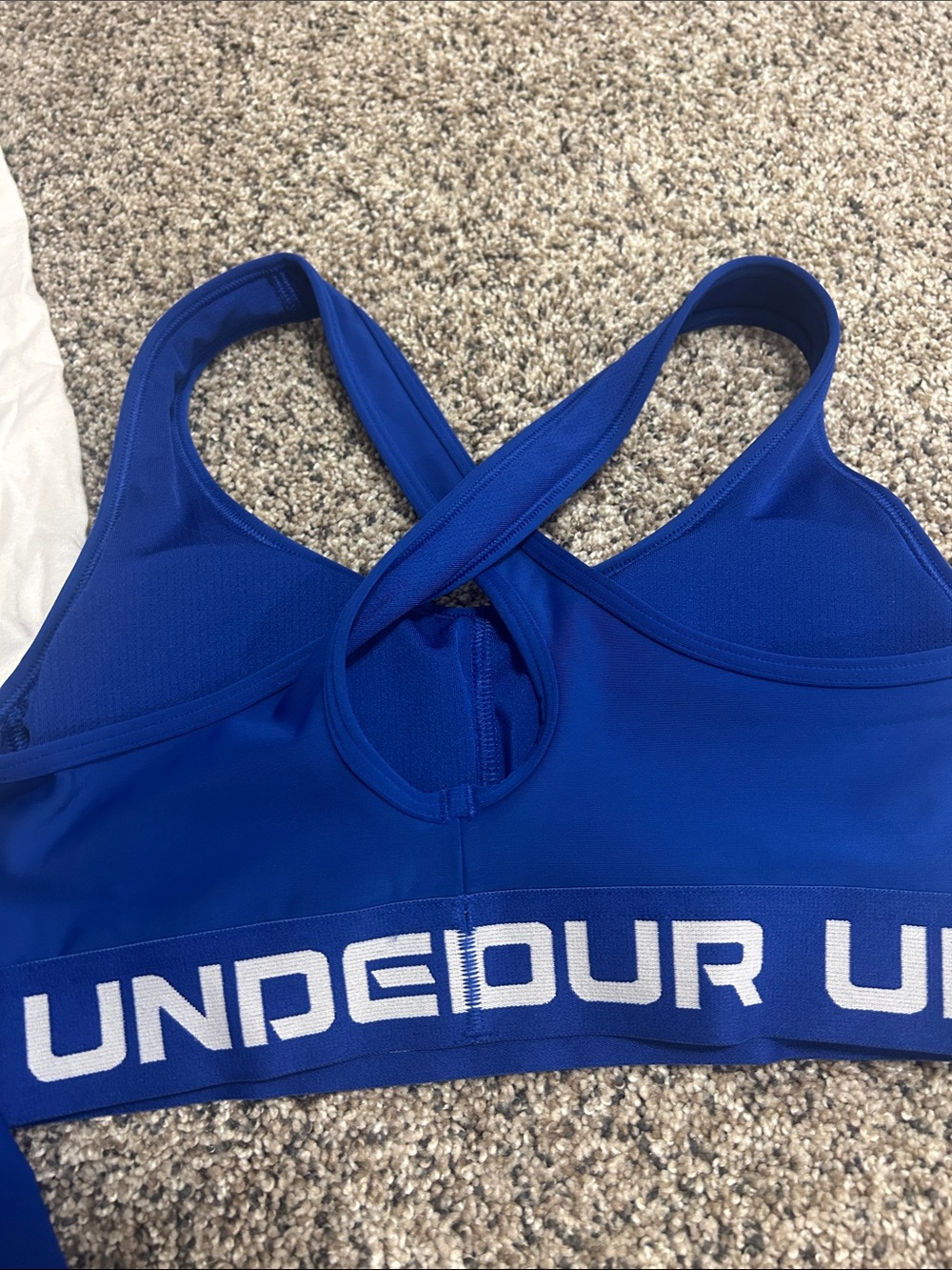 Under Armour White Tank with Blue Sports Bra and Blue Shorts Set - Picture 6 of 11